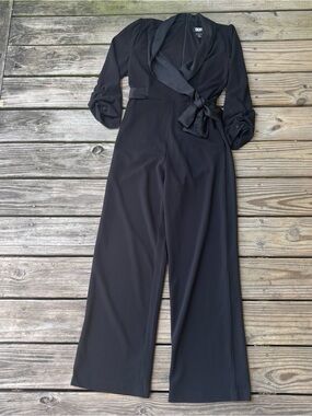 DKNY Faux-Wrap Black Jumpsuit